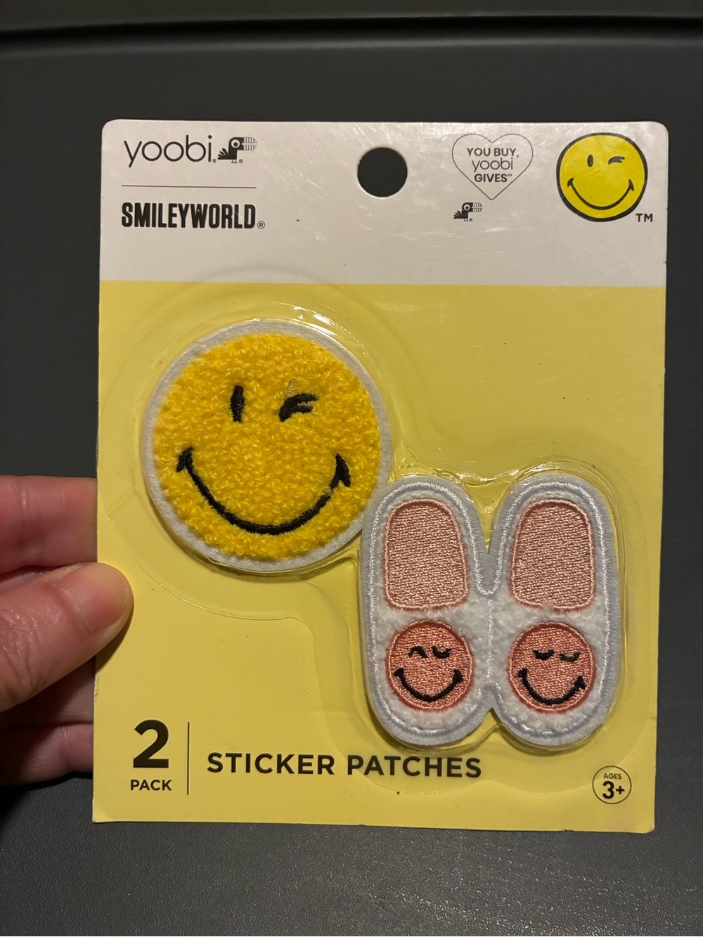 Yoobi SmileyWorld Yellow Winking Patch & Pink Slipper Sticker Set